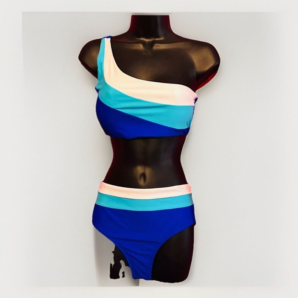#8622 WOMENS 2 PIECE BLUE BATHING SUIT SIZE M